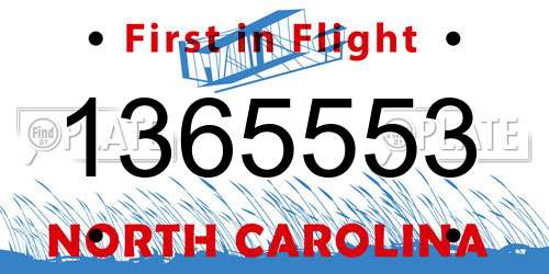 1365553 North Carolina License Plate