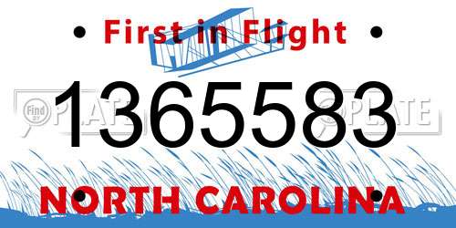 1365583 North Carolina License Plate