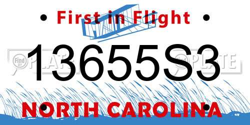 13655S3 North Carolina License Plate