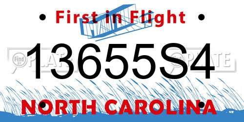 13655S4 North Carolina License Plate