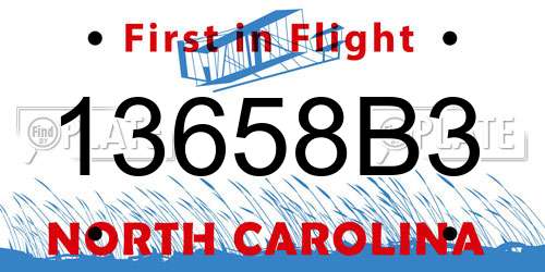 13658B3 North Carolina License Plate