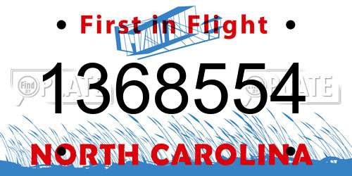 1368554 North Carolina License Plate