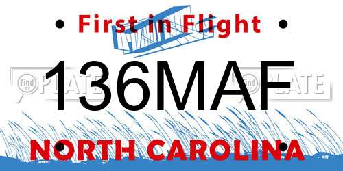 136MAF North Carolina License Plate