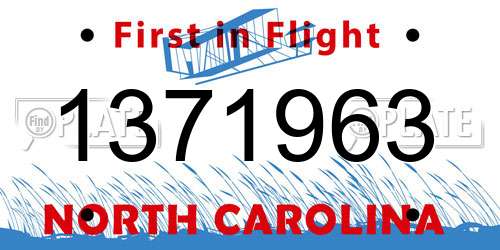 1371963 North Carolina License Plate