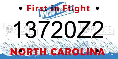 13720Z2 North Carolina License Plate