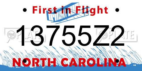 13755Z2 North Carolina License Plate