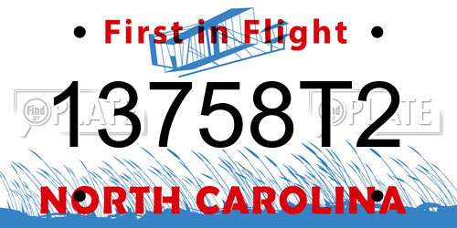 13758T2 North Carolina License Plate