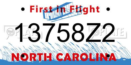 13758Z2 North Carolina License Plate