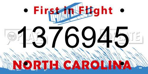 1376945 North Carolina License Plate