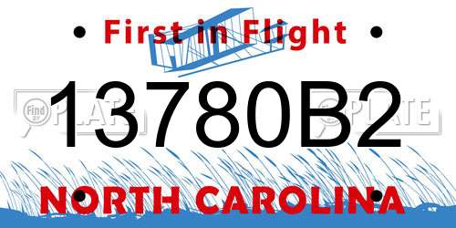 13780B2 North Carolina License Plate