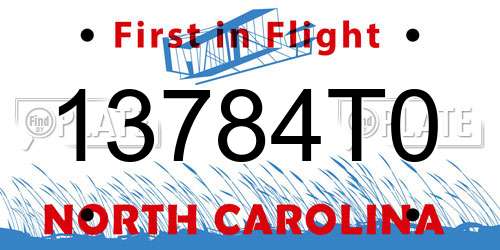 13784T0 North Carolina License Plate