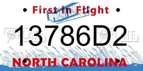 13786D2 North Carolina License Plate