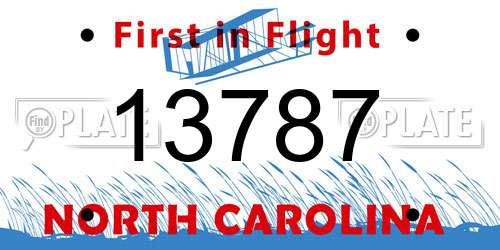 13787 North Carolina License Plate