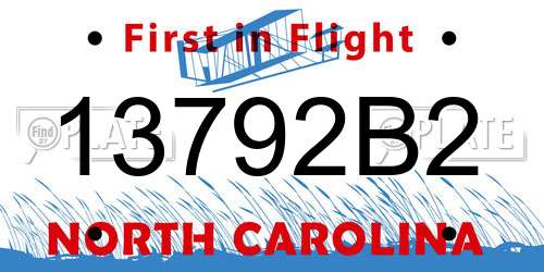 13792B2 North Carolina License Plate