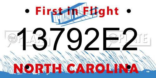13792E2 North Carolina License Plate