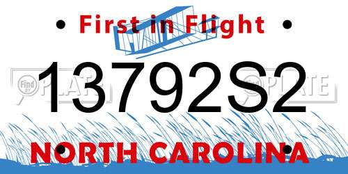 13792S2 North Carolina License Plate