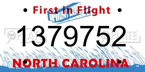 1379752 North Carolina License Plate