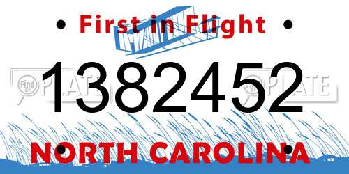 1382452 North Carolina License Plate