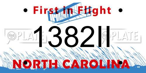 1382II North Carolina License Plate