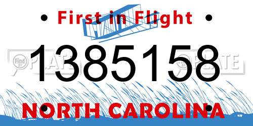 1385158 North Carolina License Plate