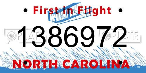 1386972 North Carolina License Plate
