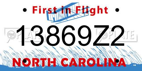 13869Z2 North Carolina License Plate