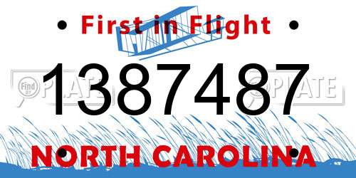 1387487 North Carolina License Plate
