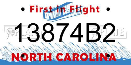 13874B2 North Carolina License Plate
