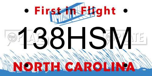 138HSM North Carolina License Plate