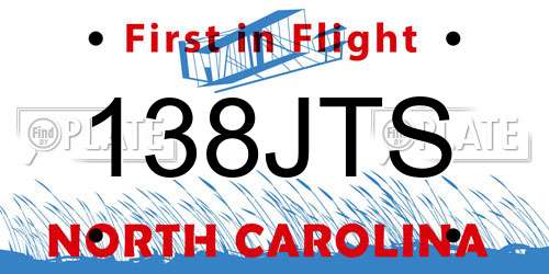 138JTS North Carolina License Plate