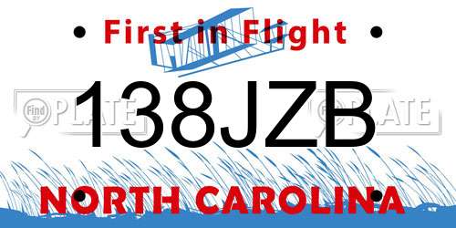138JZB North Carolina License Plate