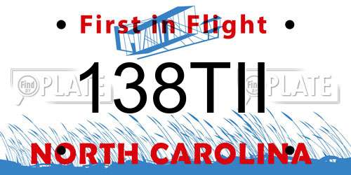 138TII North Carolina License Plate