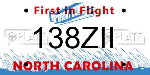 138ZII North Carolina License Plate
