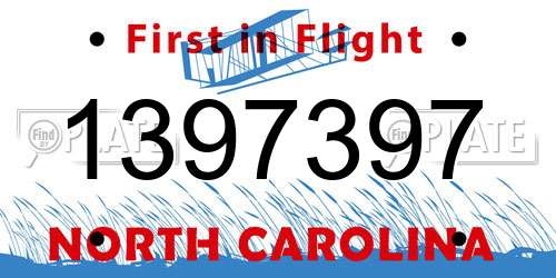 1397397 North Carolina License Plate