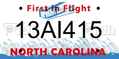 13AI415 North Carolina License Plate