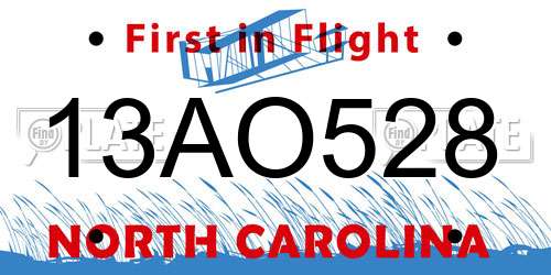 13AO528 North Carolina License Plate