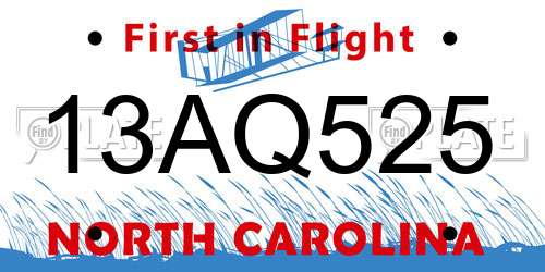 13AQ525 North Carolina License Plate
