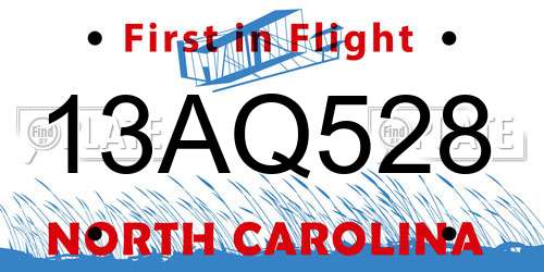 13AQ528 North Carolina License Plate