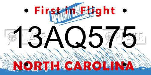 13AQ575 North Carolina License Plate