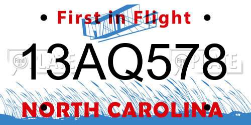 13AQ578 North Carolina License Plate