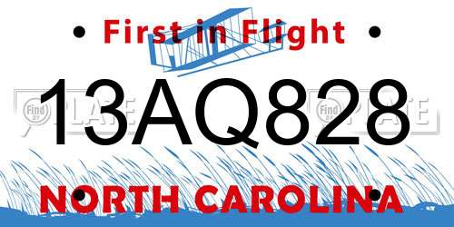 13AQ828 North Carolina License Plate