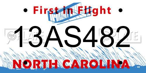 13AS482 North Carolina License Plate