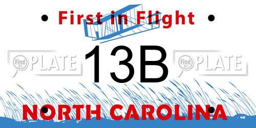 13B North Carolina License Plate