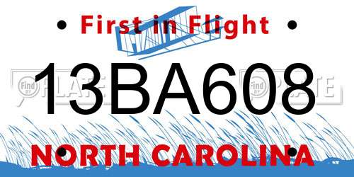13BA608 North Carolina License Plate
