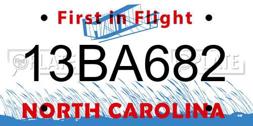 13BA682 North Carolina License Plate