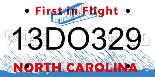 13DO329 North Carolina License Plate