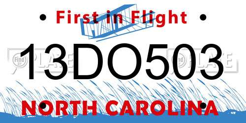 13DO503 North Carolina License Plate
