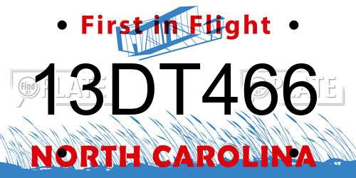 13DT466 North Carolina License Plate