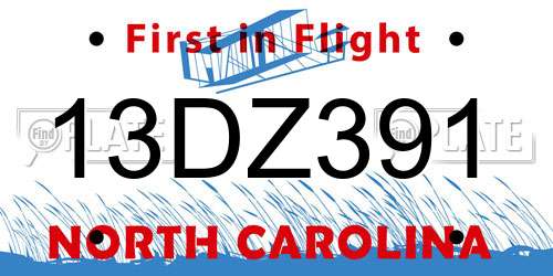 13DZ391 North Carolina License Plate