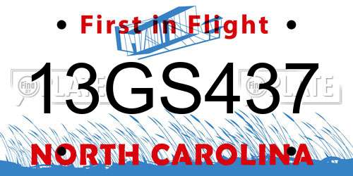 13GS437 North Carolina License Plate